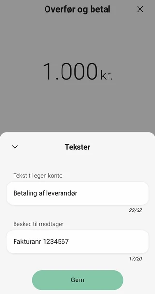 ændre tekst til modtager