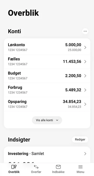 Sådan kan en mobilbank se ud (eksempel)