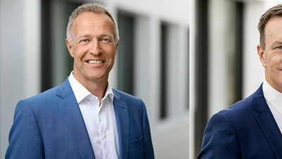 På billedet fra venstre ses nyudnævnt underdirektør Michael Nielsen samt nyudnævnt underdirektør Jan Justesen.