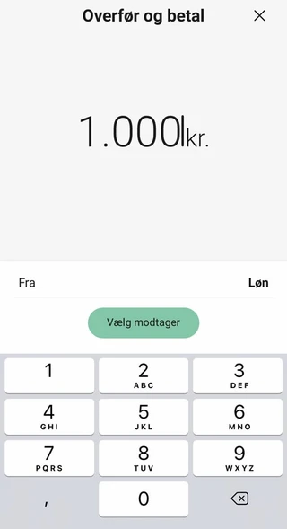 Vælg beløb og modtager
