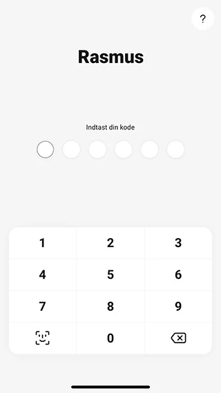 Login billede i Mobilbanken