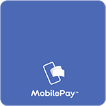 MobilePay logo i butikker der tager imod betaling med MobilePay app
